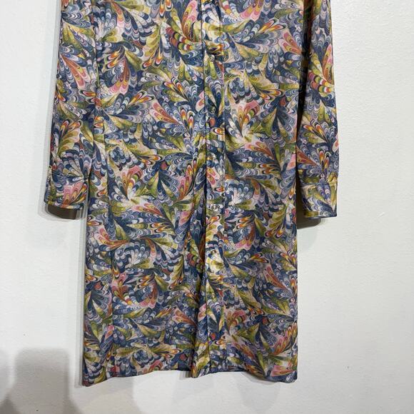 First Edition Multicolor Watercolor 70's Dagger Point Collar Midi Dress Sz 8 - Picture 4 of 11
